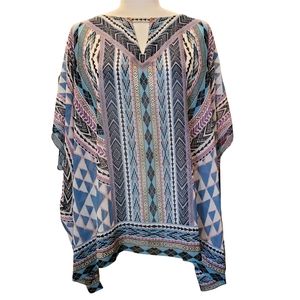 Hale Bob Oversize Colorful Geometric Pattern Top Sz Large
